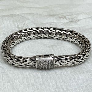 John Hardy Chain 10.5mm Diamond Silver 5/8ctw